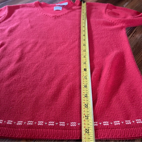 Lady Fairway Pullover Sweater Women’s S Red Hem Accent Knit V-Neck Soft - Picture 12 of 13